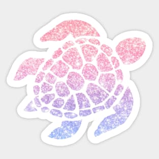 Pastel Pink Purple Ombre Faux Glitter Turtle Sticker